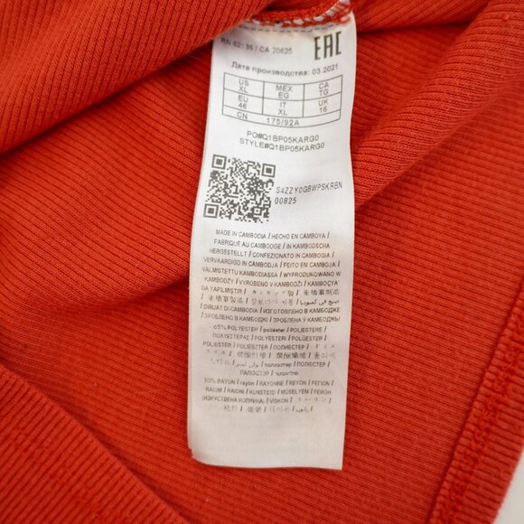 Guess XL Orange Scoop Neck Button Ribbed Polyester Rayon Sweater Long Sleeve - Picture 8 of 9